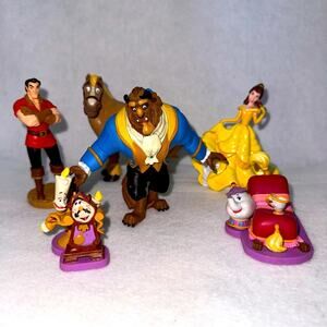 Lot of 6 Disney Store Beauty & the Beast PVC Figures 2.5”-4” High London Gaston